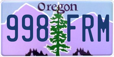 OR license plate 998FRM
