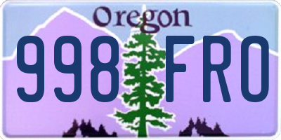 OR license plate 998FRO