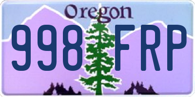 OR license plate 998FRP