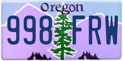 OR license plate 998FRW