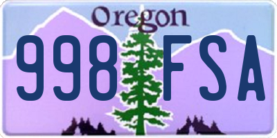 OR license plate 998FSA