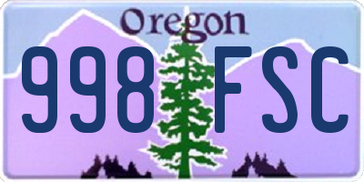 OR license plate 998FSC