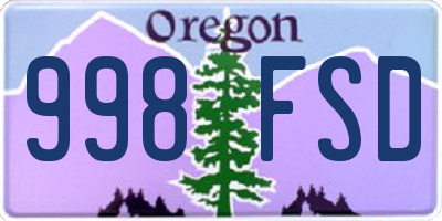 OR license plate 998FSD