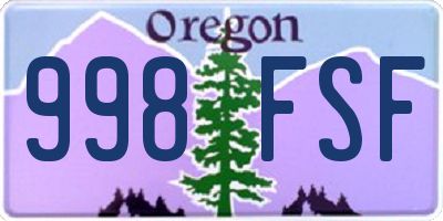 OR license plate 998FSF