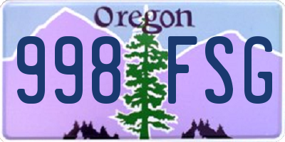 OR license plate 998FSG