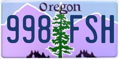 OR license plate 998FSH