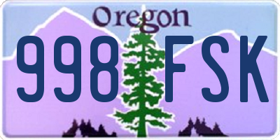 OR license plate 998FSK