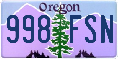 OR license plate 998FSN
