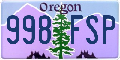 OR license plate 998FSP
