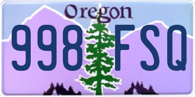 OR license plate 998FSQ