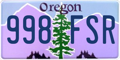 OR license plate 998FSR