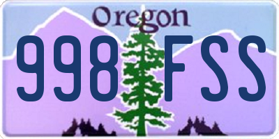 OR license plate 998FSS