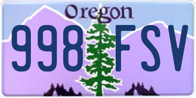 OR license plate 998FSV