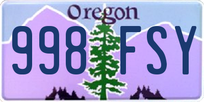 OR license plate 998FSY