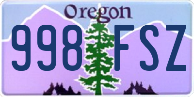 OR license plate 998FSZ
