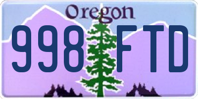 OR license plate 998FTD