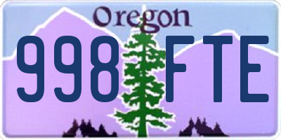 OR license plate 998FTE