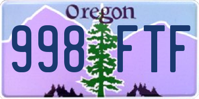OR license plate 998FTF