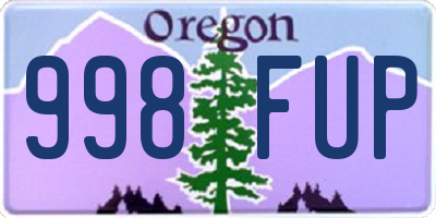 OR license plate 998FUP