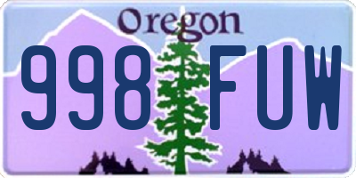 OR license plate 998FUW