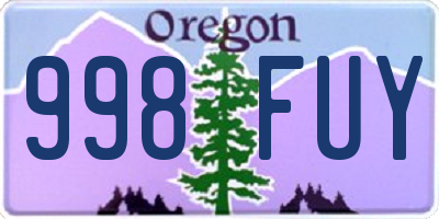 OR license plate 998FUY