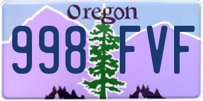 OR license plate 998FVF