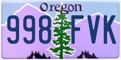 OR license plate 998FVK