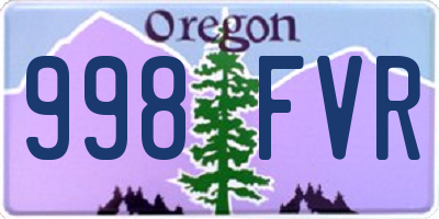 OR license plate 998FVR
