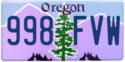 OR license plate 998FVW
