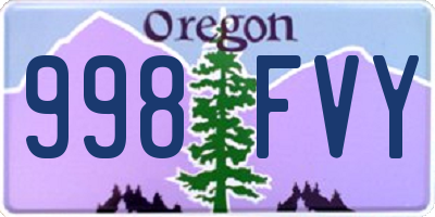 OR license plate 998FVY
