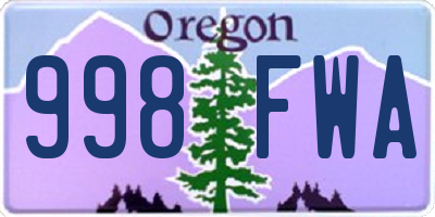 OR license plate 998FWA