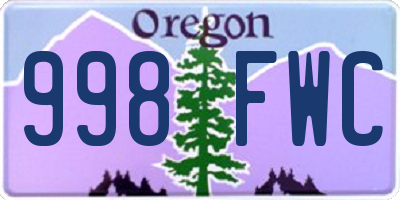 OR license plate 998FWC