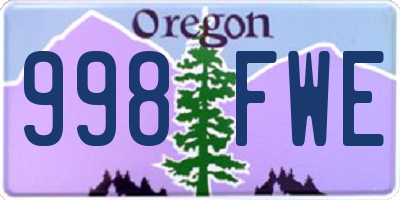OR license plate 998FWE