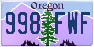 OR license plate 998FWF