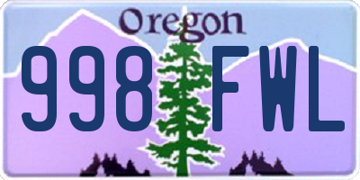 OR license plate 998FWL