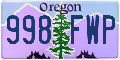 OR license plate 998FWP