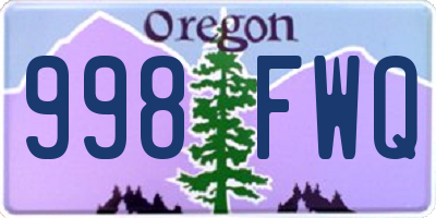 OR license plate 998FWQ