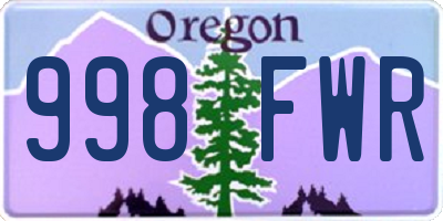 OR license plate 998FWR