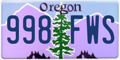 OR license plate 998FWS