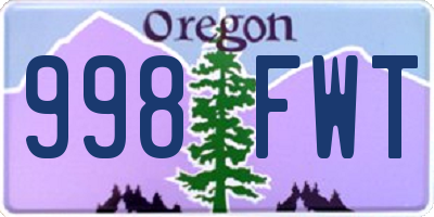 OR license plate 998FWT