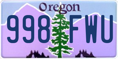 OR license plate 998FWU