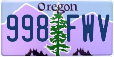 OR license plate 998FWV