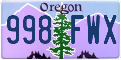 OR license plate 998FWX