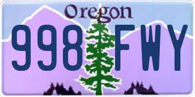 OR license plate 998FWY