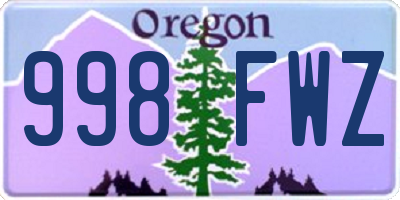 OR license plate 998FWZ