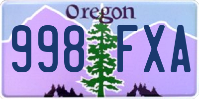 OR license plate 998FXA