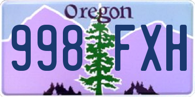 OR license plate 998FXH