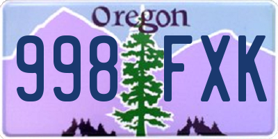 OR license plate 998FXK