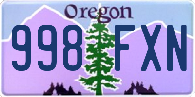 OR license plate 998FXN