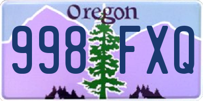 OR license plate 998FXQ